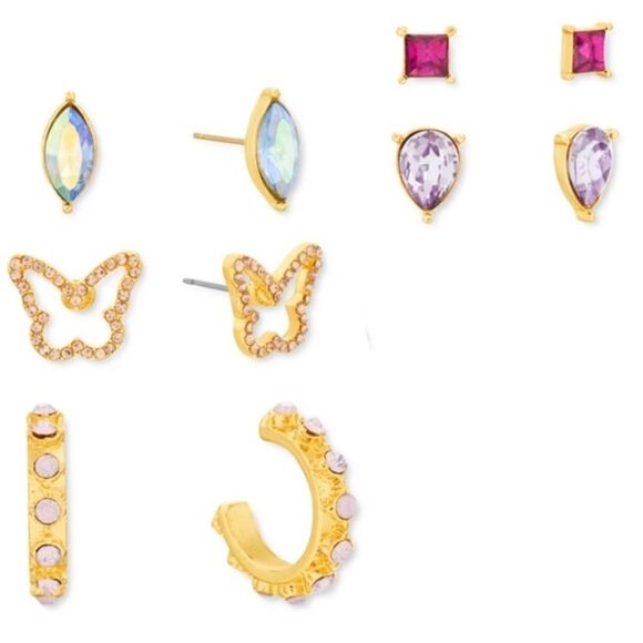 Steve Madden Gold-Tone 6 Piece Set Stud Earrings Missing One Set NWT - Picture 1 of 3